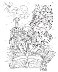 Fototapeta na wymiar Hand drawn doodle outline magic mushrooms 