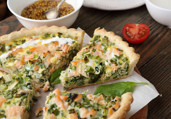 quiche with fish and spinach