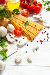 Ingredients for cooking Italian pasta