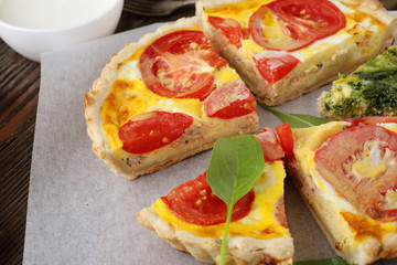 homemade quiche with tomatoes