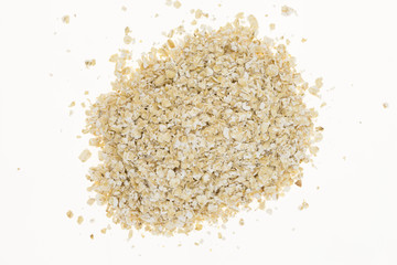 Fototapeta na wymiar Heap of oatmeal, on white background