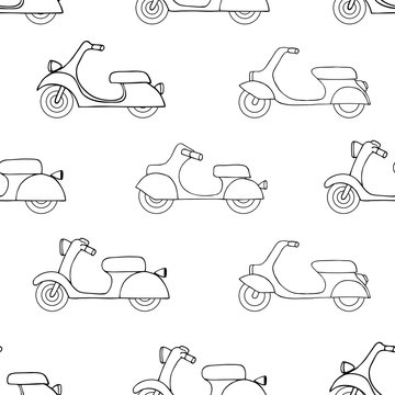 Seamless texture with color scooters