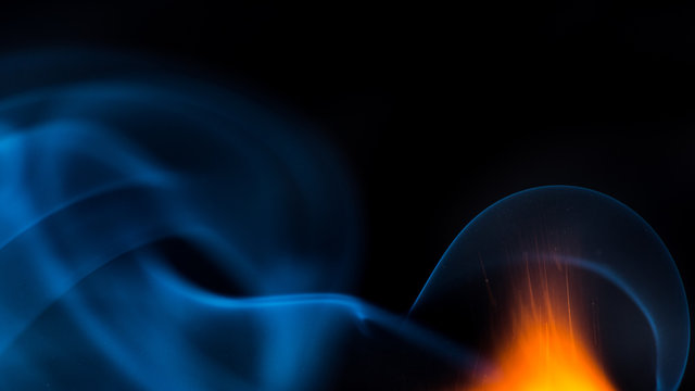 fire flame with smoke and fire on black background  copyspace