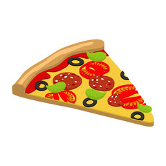 Pizza isometrics. 3D Italian food. Delicious fresh slice of pizz