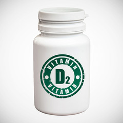 Bottle of pills with vitamin D2