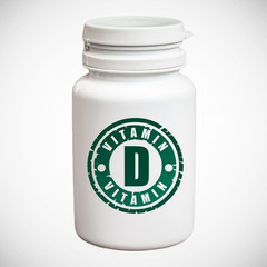 Bottle of pills with vitamin D