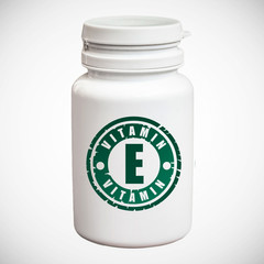 Bottle of pills with vitamin E