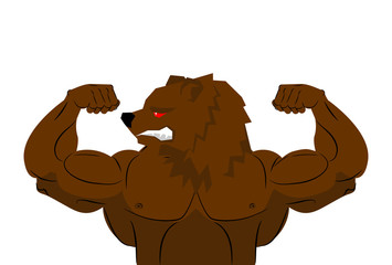 Aggressive strong Bear Bear athlete. Angry animal fitness. Wild