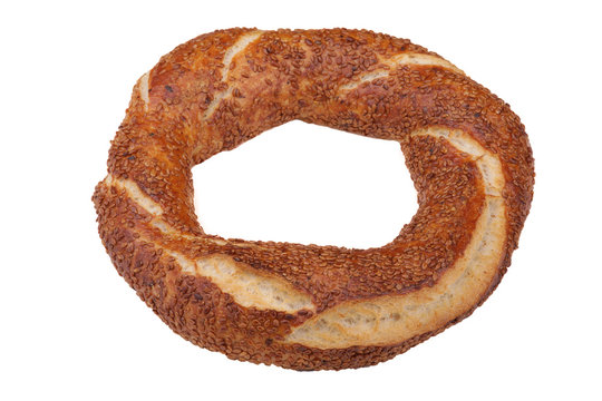 Beyaz fon &uuml;zerinde simit.