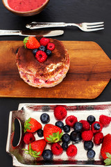 homemade tiramisu with berry fruits