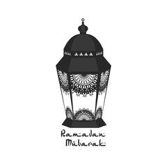 Traditional lantern of Ramadan icon on white backcround ''Ramadan kareem ''. Vector illustration