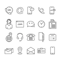 Contact us line icons.