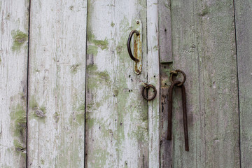 padlock on an old village door
