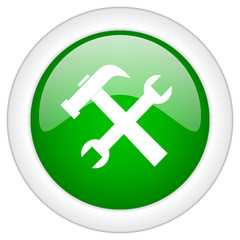 Fototapeta premium green round glossy service vector icon