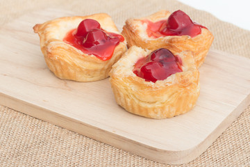 Fresh fruit pie tart with cherry