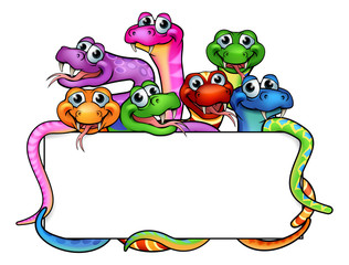 Naklejka premium Cartoon Snakes Sign