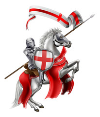 Saint George of England Knight on Horse - obrazy, fototapety, plakaty