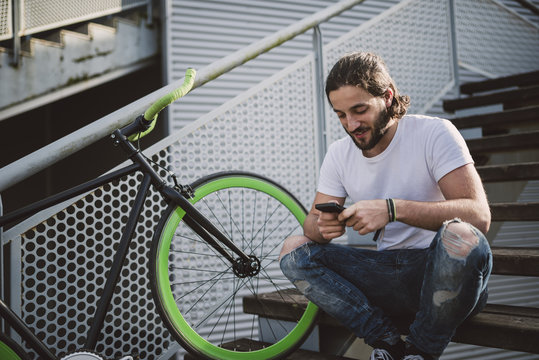 SMS,Stufen,Lifestyle,sitzen,Freizeit,lesen,Zuversicht
