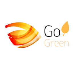 Abstract eco leag logo design made of color pieces - various geometric shapes