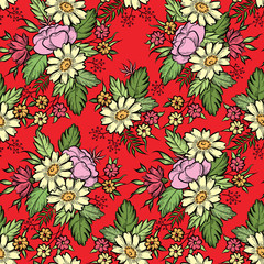 Floral seamless pattern. Flower background. Flourish texture with flower rose bouquet