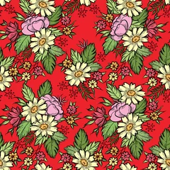 Rolgordijnen Floral seamless pattern. Flower background. Flourish texture with flower rose bouquet © Terriana