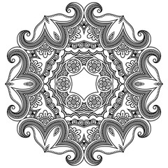 Vector henna tatoo mandala. Mehndi style.
