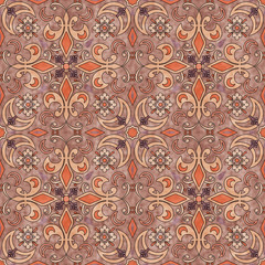 Seamless arabic grunge ornamental pattern on beige background