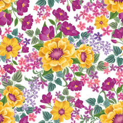 Floral seamless pattern. Flower background. Flourish texture with flower rose bouquet