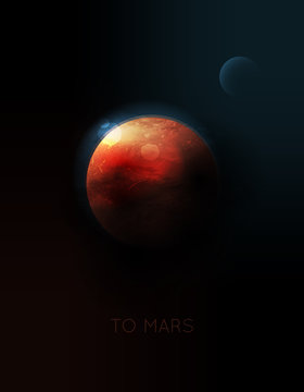 vector planet Mars in space
