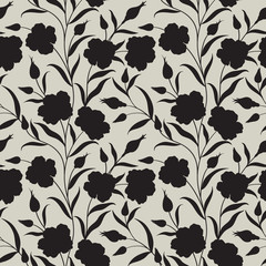 Floral seamless pattern. Flower background. Flourish texture with flower silhouette