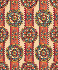 Abstract floral pattern Circular geometric seamless ornament 