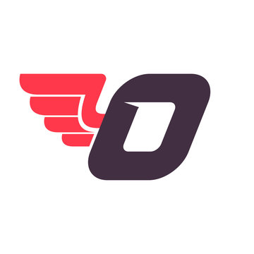 O letter with wing logo design template.