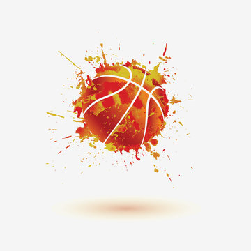 Basketball ball. Vector watercolor splash icon