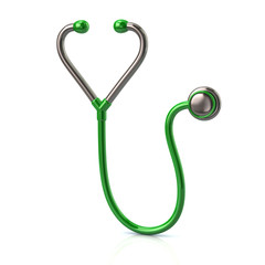 3d illustration of green stethoscope icon