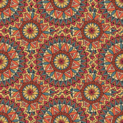 Abstract seamless pattern with circular ornament Swirl geometric background. Mandala pattern