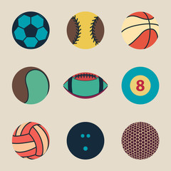 Collection of sport ball icon vintage vector illustration