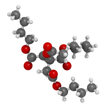 Acetyl tributyl citrate (ATBC) plasticizer molecule. 