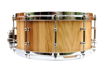 New wooden snare drum isolated