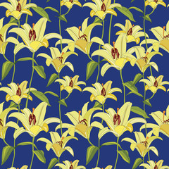 Floral seamless pattern. Flower Lilies background. 