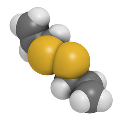 Diallyl disulfide garlic molecule. 3D rendering.  