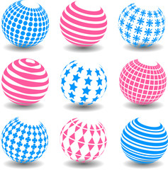 Pink and blue abstract set of balls
