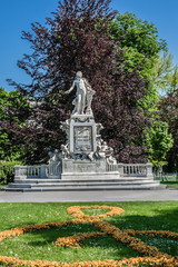 Statue of Wolfgang Amadeus Mozart in burggarten. Vienna. Austria