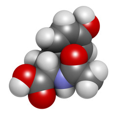 N-acetyl-tyrosine (NALT) molecule. 3D rendering.  