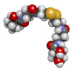 Pantethine (dimeric vitamin B5) molecule. 3D rendering.  