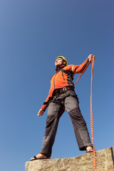 Jump off the cliff with a rope.