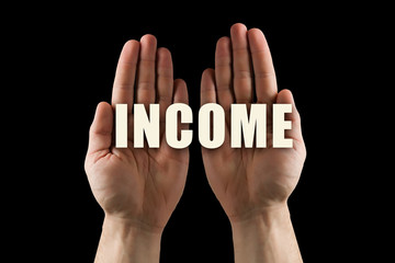 Conceptual word in palms