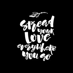Love and charity concept hand lettering motivation poster.