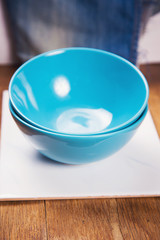 two blue dish