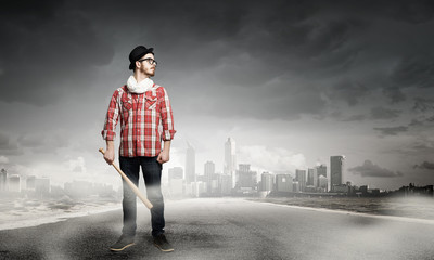 Fototapeta premium Hipster guy with bat