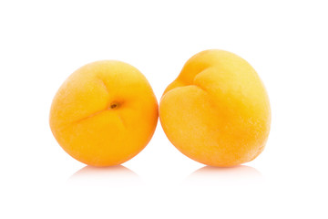 Ripe peach fruit isolated on white background